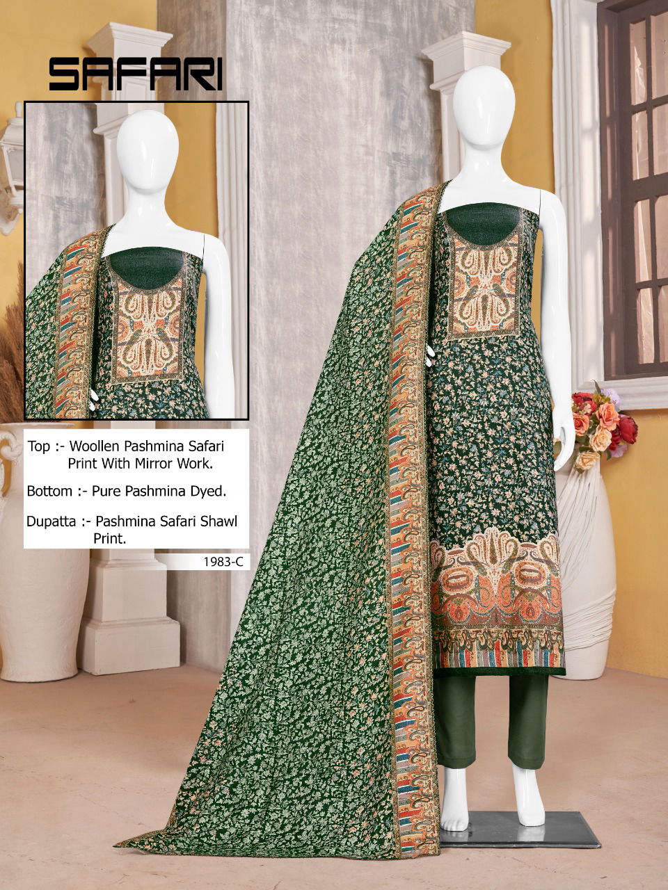 Bipson Safari 1983 Casual Wear Wholesale Pashmina Dress Material